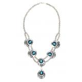 Navajo Bear Paw Shadowbox Turquoise Necklace
