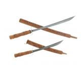 Thai Dha Wood Carved Sheath Curved Sword Pair