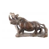 African Stone Carved Rhino Sculpture 20th C