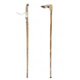 Snapping Turtle & Deer Foot Walking Stick Pair