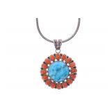 Staur Sterling, Turquoise & Spiny Oyster Necklace