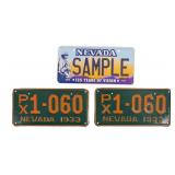 Nevada NOS 1933 & 1984 Sample License Plates (3)