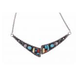 Navajo Sallie Yazzie Silver Inlay Choker Necklace