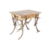 19th C French Black Forest Antler & Burl End Table