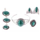 Navajo Sterling Silver Polished Malachite Jewelry
