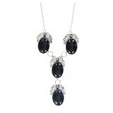 Vintage Navajo Sterling Onyx Pendant Necklace