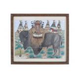 Northern Cheyenne Kenny Le Compte Mixed Media Art