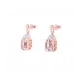 3.88ct Morganite & VS2 Diamond 14k Gold Earrings