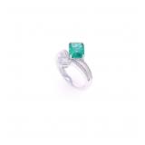 Freeform 2.07ct Emerald & Diamond Platinum Ring