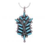Navajo Sterling Silver P. Point Turquoise Necklace