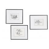 Signed James Kenneth Ralston Pen and Ink Cartoons