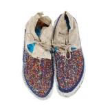 19th-Cent. Sioux Beaded Hard Sole Men