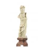 Quan Yin Carved Soapstone & Marble Base Sculpture