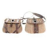 Unmarked Split Willow & Leather Fishing Creels (2)