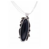 Navajo Calvin Tom Black Onyx & Sterling Necklace