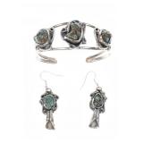 Vintage Navajo Turquoise Silver Jewelry Set