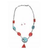 Navajo Sterling Turquoise Spiny Oyster Necklace