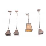 Metal & Faux Stained Glass Ceiling Lights Set (4)