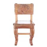 Hand Carved Folk Art Western Children's Chair