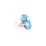 Early Zuni Effie Calavaza Snake Turquoise Ring