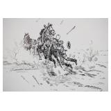 Custer Little Bighorn Original Drawing by Powell