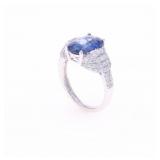 GGA Platinum, 3.78CTW Sapphire & Diamond Ring