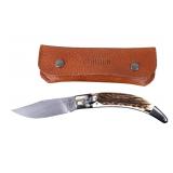 RARE A.G.A. Campolin Damascus Stag Switchblade