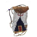 Ca. 1870 Lakota Sioux Tobacco Beaded Hide Bag
