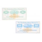 Ca 1870's $5 & $10 The Manhattan Silver Mining Co.