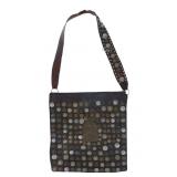 Moroccan Leather & Coin Water Carrier Bag