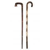 Mexican Hand Carved Walking Canes 20th C. (2)
