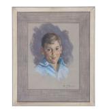 William Draper Oil Pastel Portrait Painting, 1950