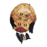 Plains Buffalo Painted Shield w/ Rib Bone Handle