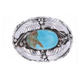 Navajo Herbert Tsosie Sterling Turquoise Buckle