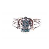 Navajo Sterling, Red Coral & Turquoise Bracelet