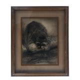 Dennis Curry 'Wildlife Raccoon' Glass Print 1976
