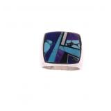 Zuni Sterling & Multi-Stone Inlay Ring, Ortega