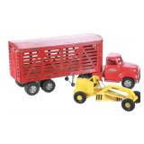 Original Tonka Grader & Stock Trailer c. 1950s