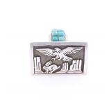 Navajo Aaron John Sterling Turquoise Eagle Ring