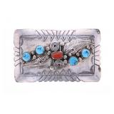 Navajo Wilbert Meyers Sterling Turquoise Buckle