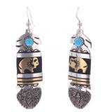 Navajo T&R Singer Sterling & Turquoise Earrings