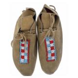 Northern Cheyenne Men's Beaded Hide Moccasins