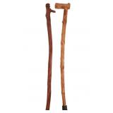 Hand Carved Wood Walking Canes 20th C. (2)