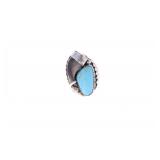 Navajo Diné Sterling, Bear Claw & Turquoise Ring