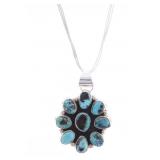 Navajo Sterling & Cluster Turquoise Necklace