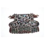 Mexican Chipped Abalone Turquoise & Coral Buckle