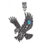 Navajo R. Singer Sterling Silver Turquoise Pendant