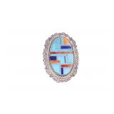 Navajo Dinï¿½ Becenti Sterling Fine Inlay Ring