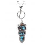 Navajo Royston Turquoise & Coral Necklace - Signed