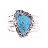 Navajo Alvin Joe Easter Blue Turquoise Large Cuff
